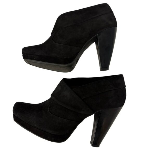 Kenneth Cole Reaction Black Suede Chunky Heel Ankle Booties 7.5M - Picture 4 of 12